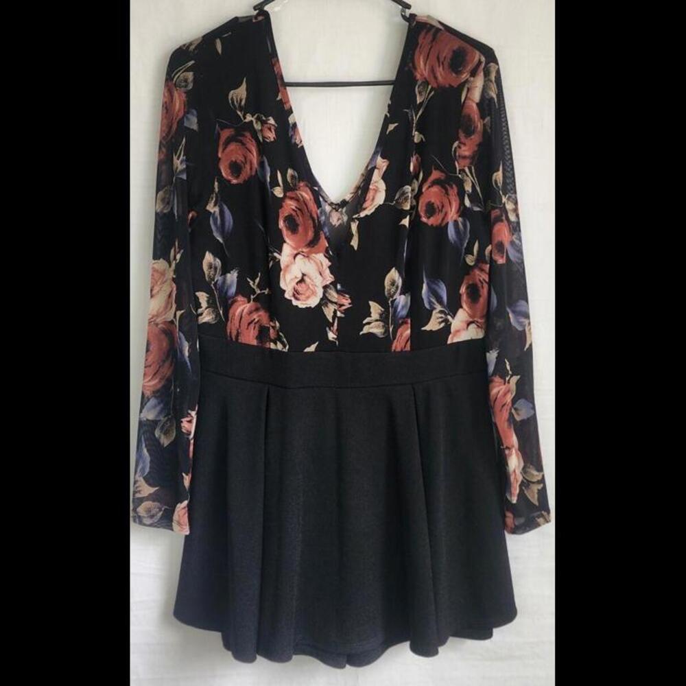 NWOT Floral Lace Overlay Romper Dress, 3XL - Picture 1 of 6
